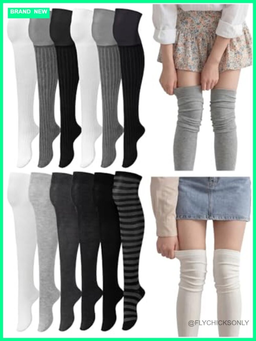 12 Pairs Over Knee High Boot Socks Slouch Top Thigh High Stockings Leg Warmers